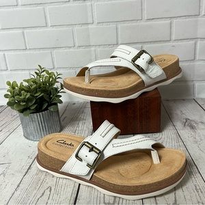 CLARKS BRYNN MADI WOMEN'S SIZE 6.5 WHITE LEATHER  SANDALS
